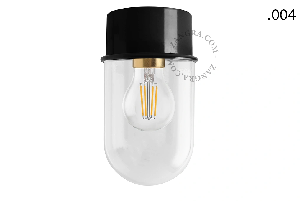 black wall or ceiling light - glass shade - Ø 10 cm