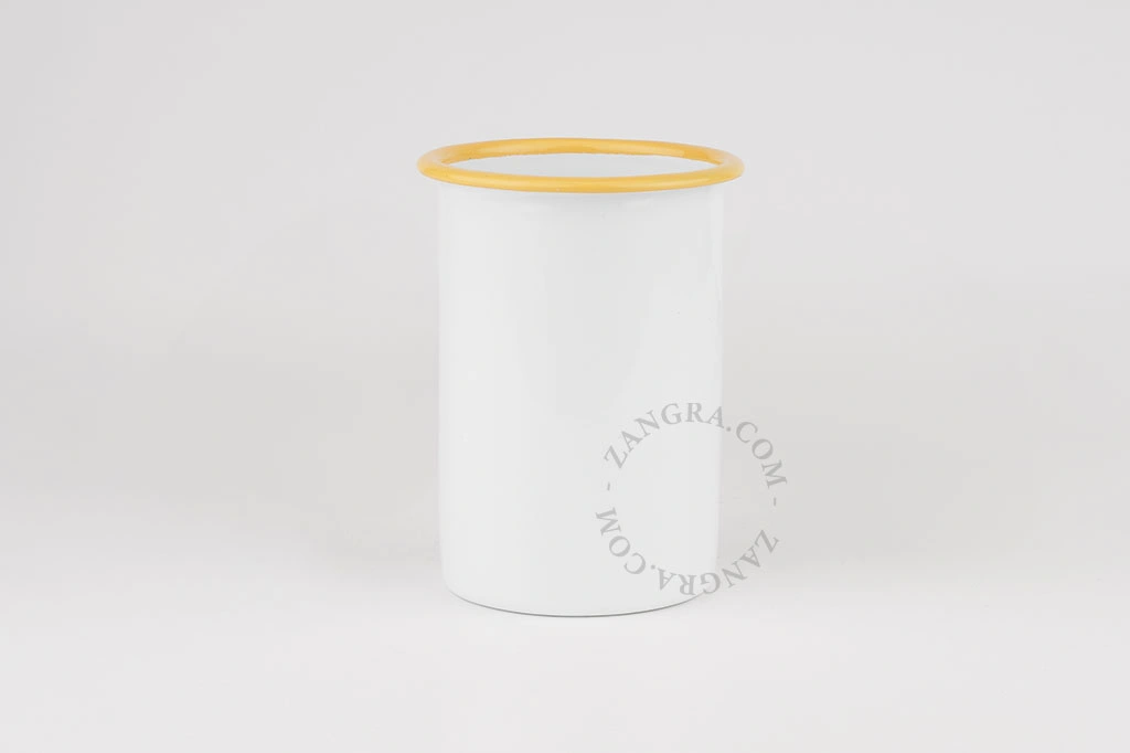 bicchiere in smalto bianco con bordo in caramello - 65 cl