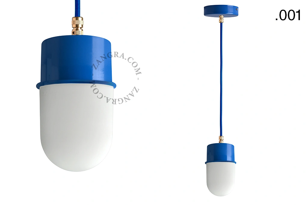 blaue Hängeleuchte - Glasschirm - 8,5cm