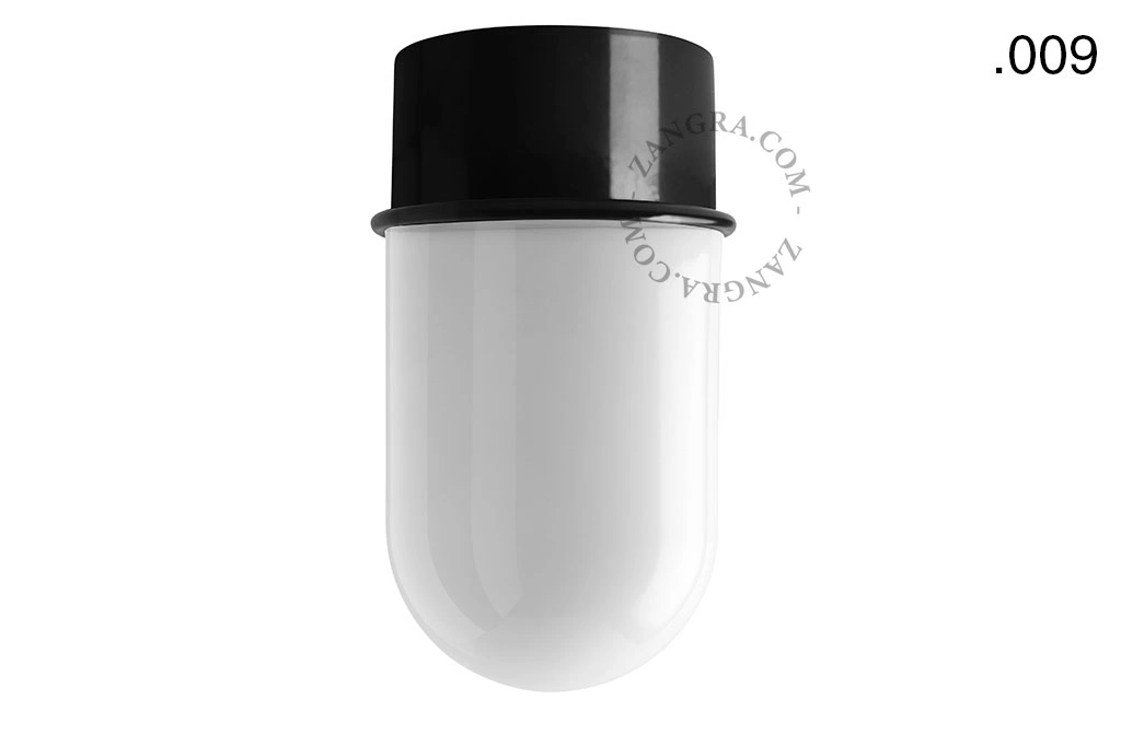 black wall or ceiling light - glass shade - Ø 10 cm