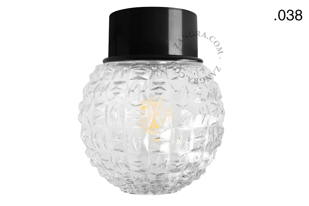 black wall or ceiling light - glass shade - Ø 10 cm