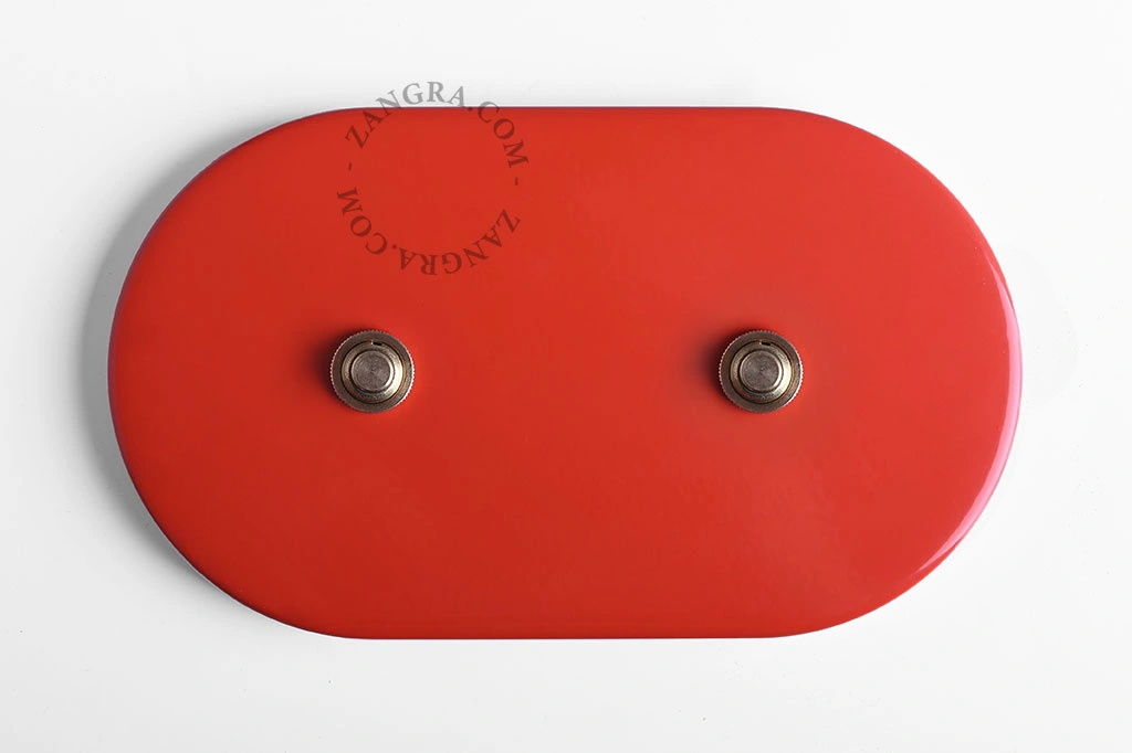 interruptor vermelho - duplo botão de pressão em latão