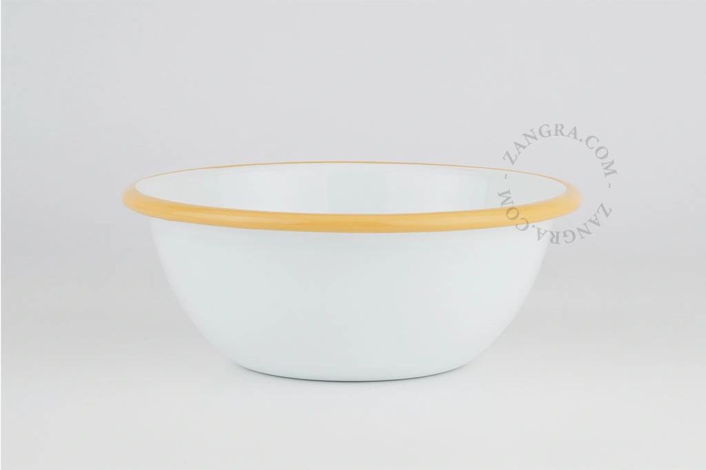 ciotola in smalto bianco con bordo caramellato - Ø 16 cm