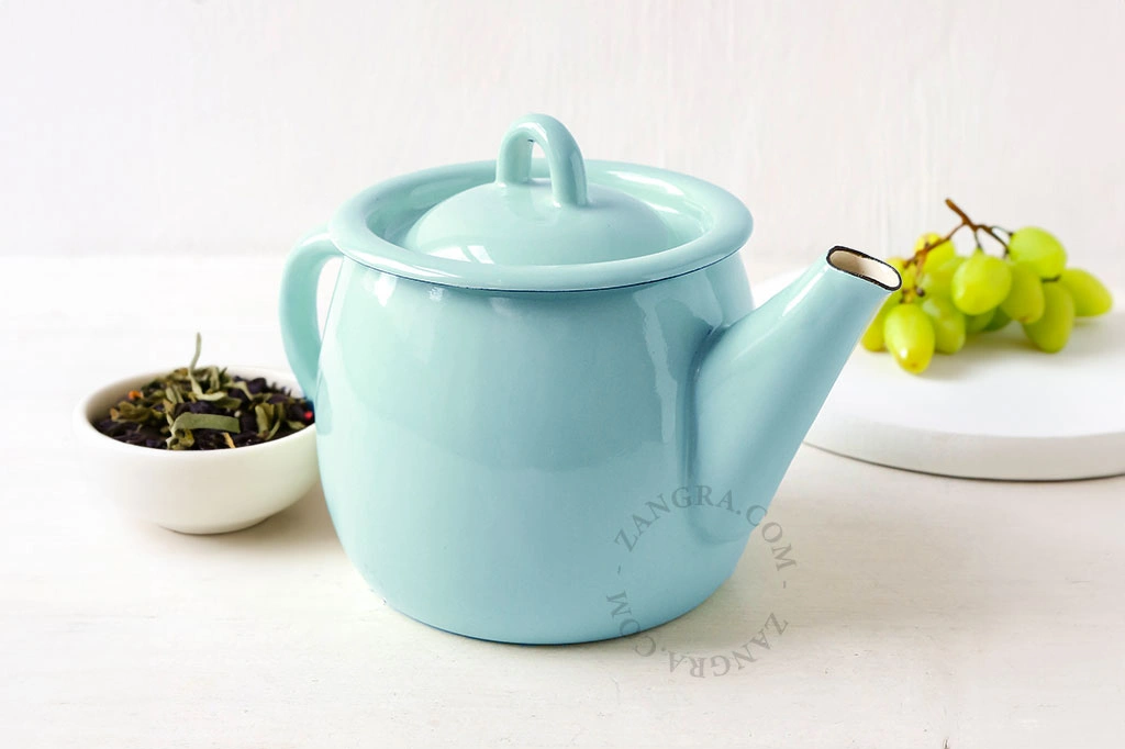 théière en émail bleu - 1l