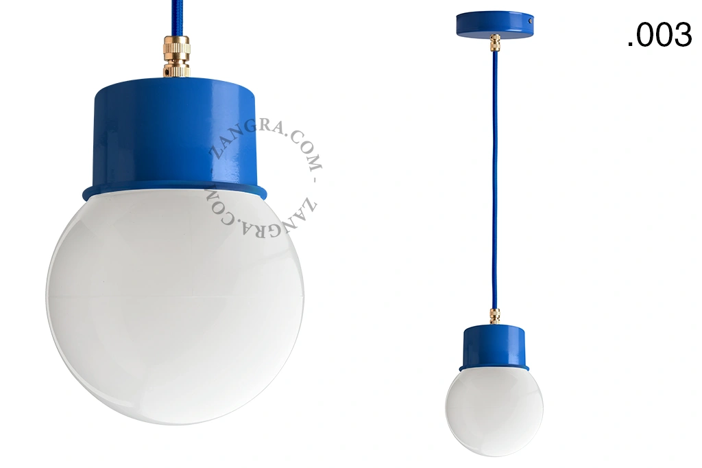 blaue Hängeleuchte - Glasschirm - 8,5cm