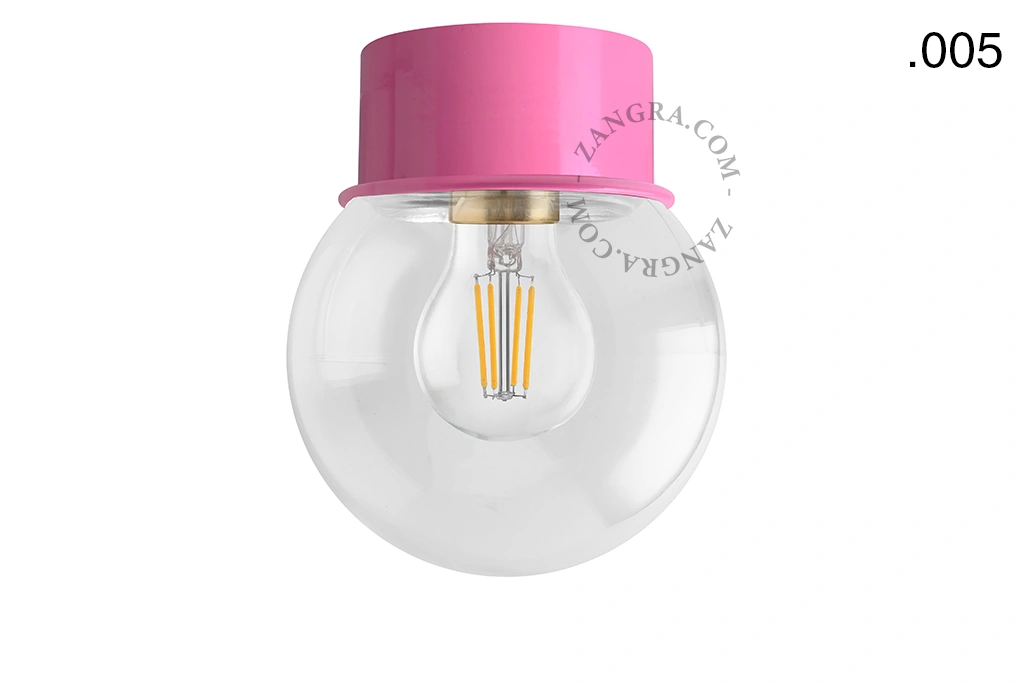 lampada da parete o da soffito rosa - paralume in vetro - Ø 10 cm
