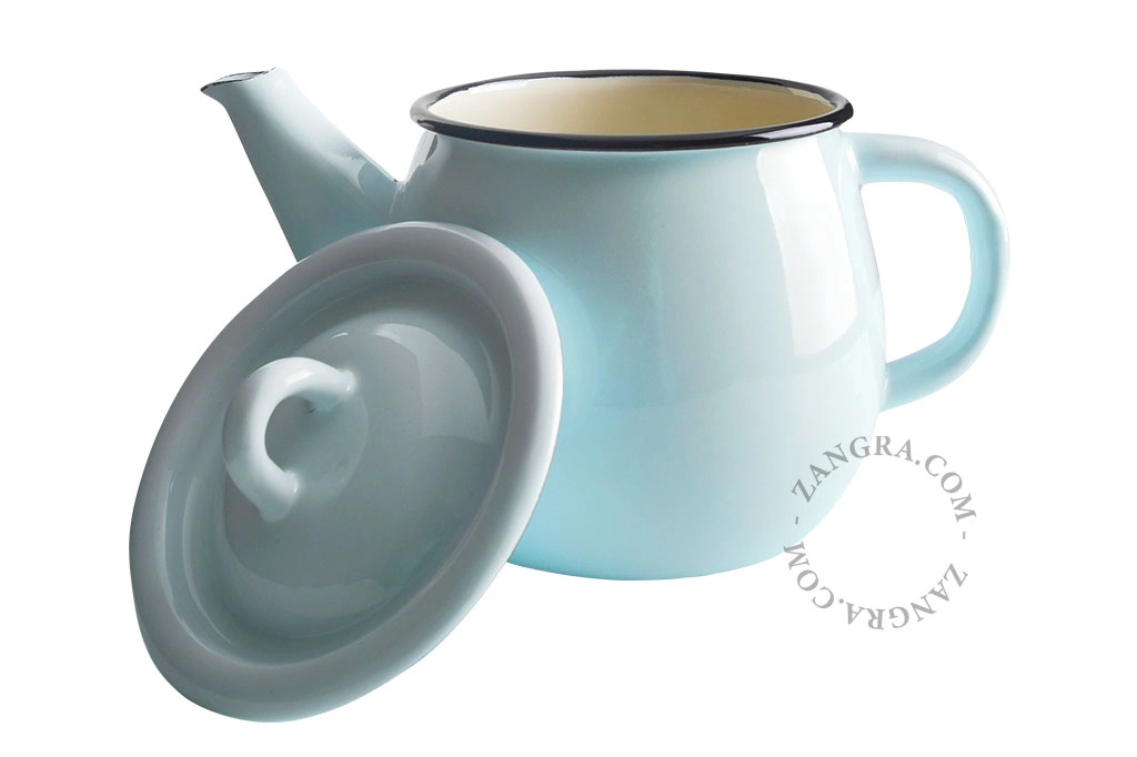 théière en émail bleu - 1l