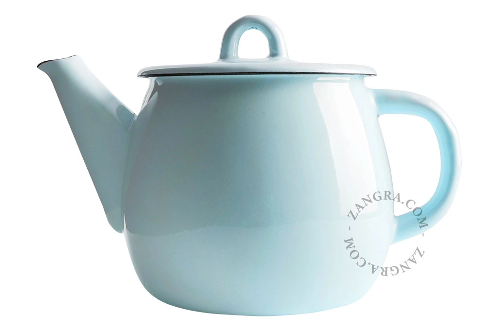 théière en émail bleu - 1l