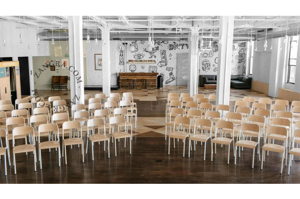 stackable wooden school chair - ivory