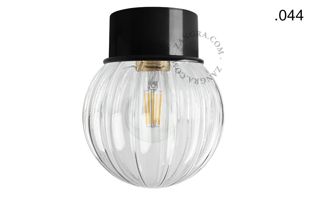 black wall or ceiling light - glass shade - Ø 10 cm