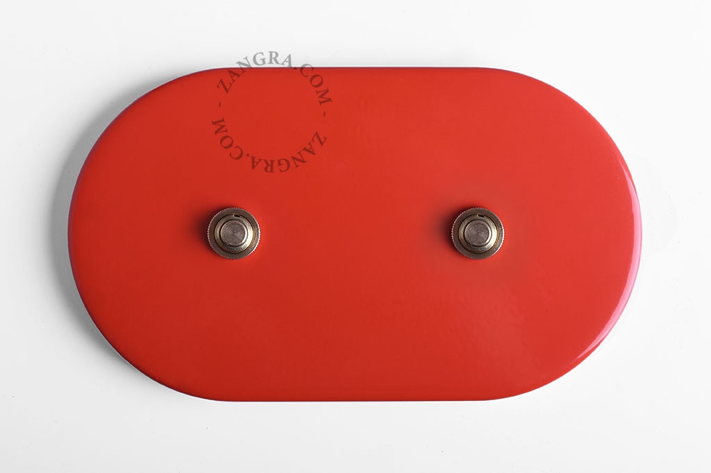 interruptor vermelho - duplo botão de pressão em latão