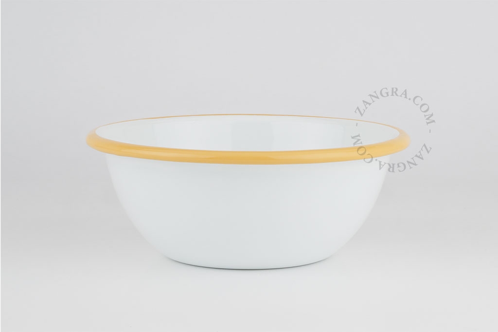 ciotola in smalto bianco con bordo caramellato - Ø 16 cm