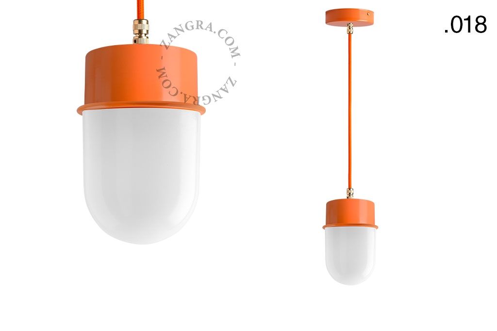 orange pendellampe - glasskærm - Ø 10 cm