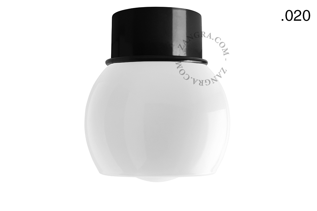 black wall or ceiling light - glass shade - Ø 10 cm