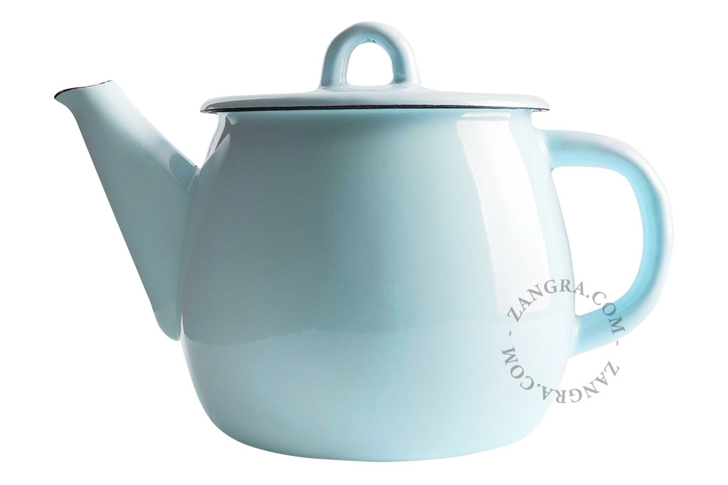 théière en émail bleu - 1l