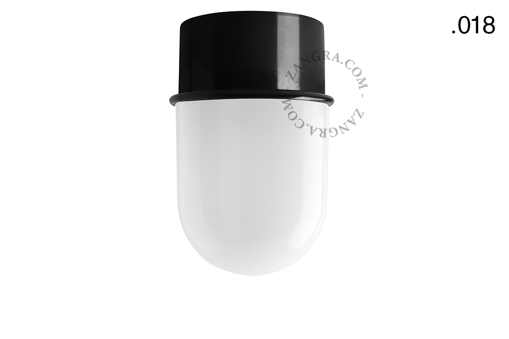 black wall or ceiling light - glass shade - Ø 10 cm