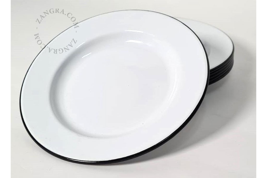 piatto in smalto bianco - Ø 24 cm