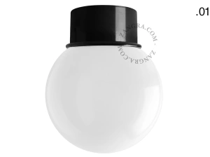 black wall or ceiling light - glass shade - Ø 10 cm