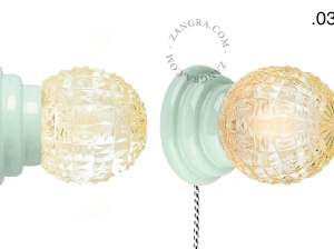 zielona porcelanowa lampa ścienna Art Deco Danilo z włącznikiem