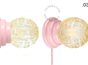 różowa porcelanowa lampa ścienna Art Deco Danilo z włącznikiem