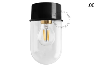 black wall or ceiling light - glass shade - Ø 10 cm