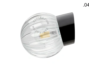 vägglampa i svart porslin för badrum med glasskärm – Ø 10cm - IP54