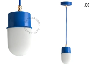 blaue Hängeleuchte - Glasschirm - 8,5cm