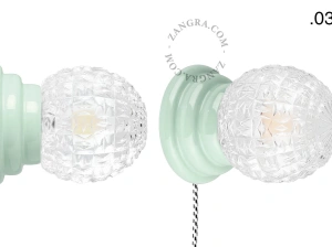 zielona porcelanowa lampa ścienna Art Deco Danilo z włącznikiem