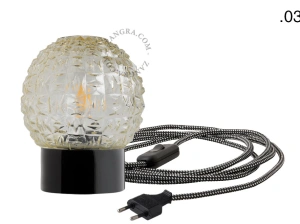 black porcelain table lamp - glass shade - Ø 10 cm