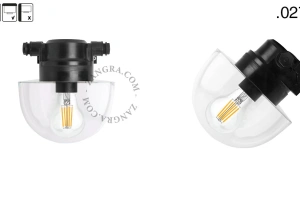 badrum svart vägglampa med glasskärm - IP54