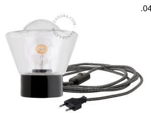 black porcelain table lamp - glass shade - Ø 10 cm