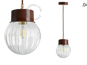 brun pendellampe - glasskærm - Ø 10 cm