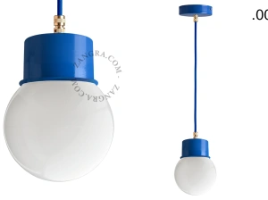 blaue Hängeleuchte - Glasschirm - 8,5cm