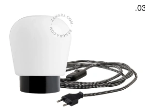 black porcelain table lamp - glass shade - Ø 10 cm