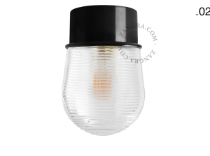 black wall or ceiling light - glass shade - Ø 10 cm