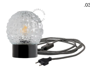 black porcelain table lamp - glass shade - Ø 10 cm