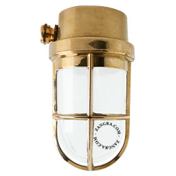 marine-inspired brass wall or ceiling light with opal glass
