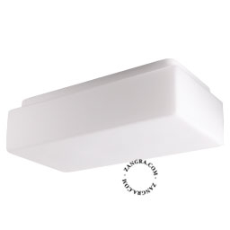 Rektangulær lampe i blæst glas.