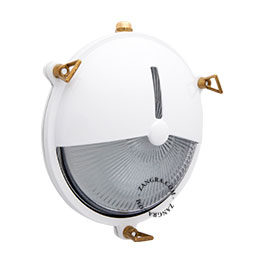 Skotlampe i hvid messing.