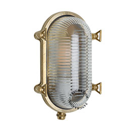 raw brass marine wall light for outdoor use or bathroom