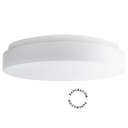 Cirkulær lampe i blæst glas.