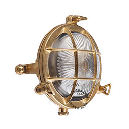 raw brass marine wall light for outdoor use or bathroom