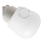 White porcelain wall light with glass globe for bathroom or outdoor use.