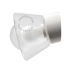 White porcelain wall light with glass globe for bathroom or outdoor use.