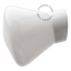 White porcelain wall light with glass globe for bathroom or outdoor use.