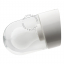 White porcelain wall light with glass globe for bathroom or outdoor use.
