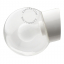 White porcelain wall light with glass globe for bathroom or outdoor use.