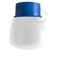 Blue ceiling light with glass shade.