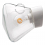 White porcelain wall light with glass globe for bathroom or outdoor use.