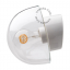 White porcelain wall light with glass globe for bathroom or outdoor use.